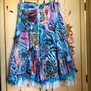 NWT Alberto Makali Swing Skirt Lace Ruffle 10